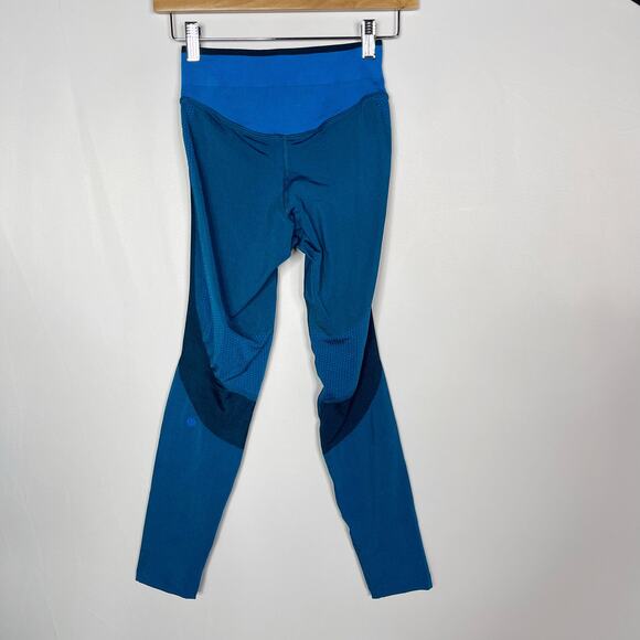 Lululemon Womens 4 Blue Poolside Seamless Mesh High Rise Training Leggings 25" - Picture 2 of 9